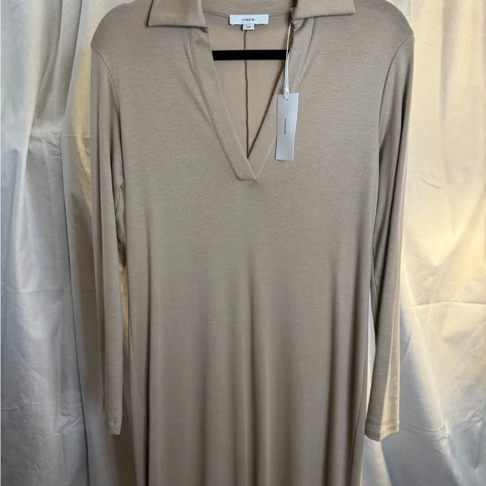 Vince Beige Knit Polo Sheath dress Size  NWT - Picture 7 of 14